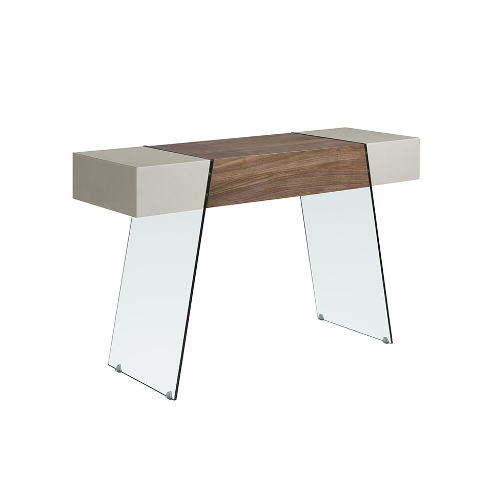 Levně Estila Moderní konzolový stolek Forma Moderna se skleněnými nožičkami 120cm