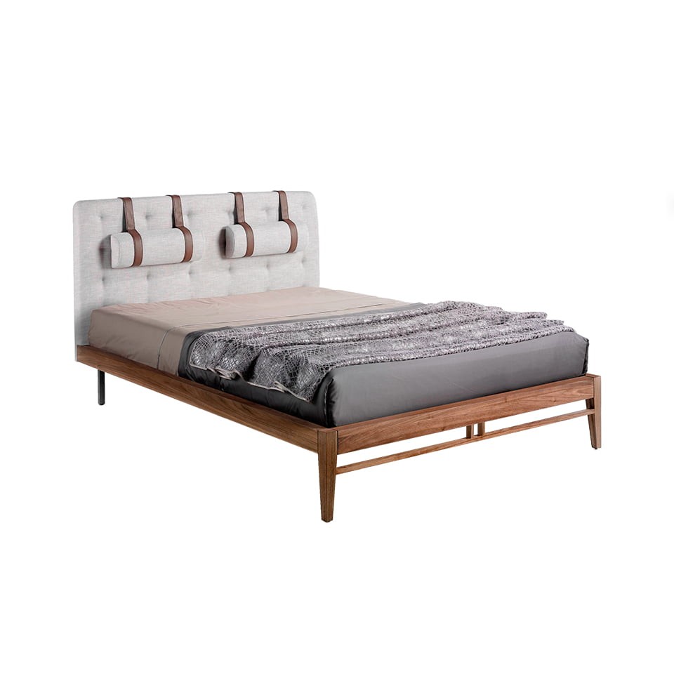 Levně Estila Jedinečná manželská postel Forma Moderna z dřeva šedá 210cm