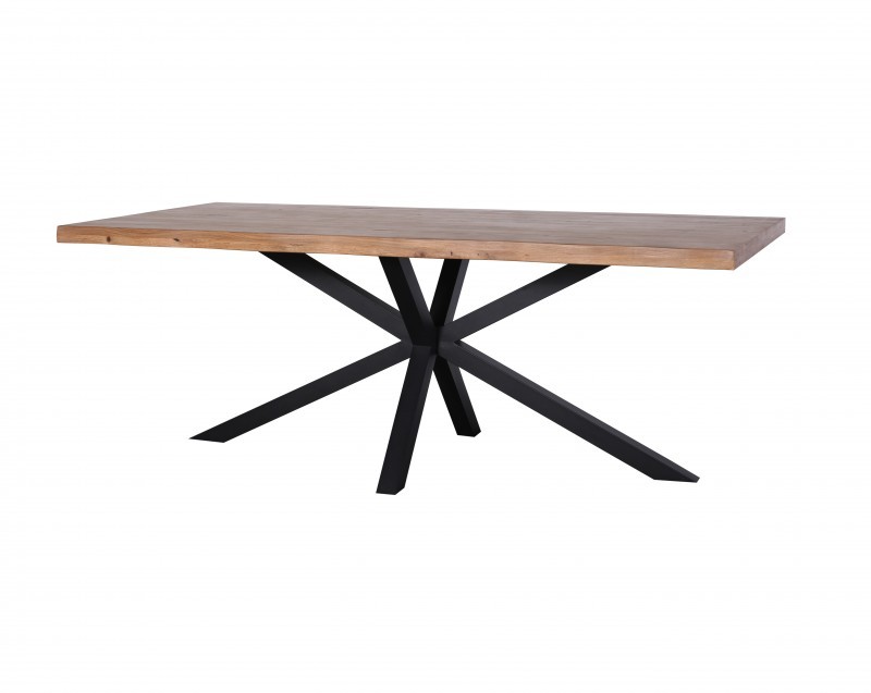 Estila Industriální jídelní stůl z masivního dubového dřeva na černé konstrukci z kovu ve tvaru hvězdy 200cm
