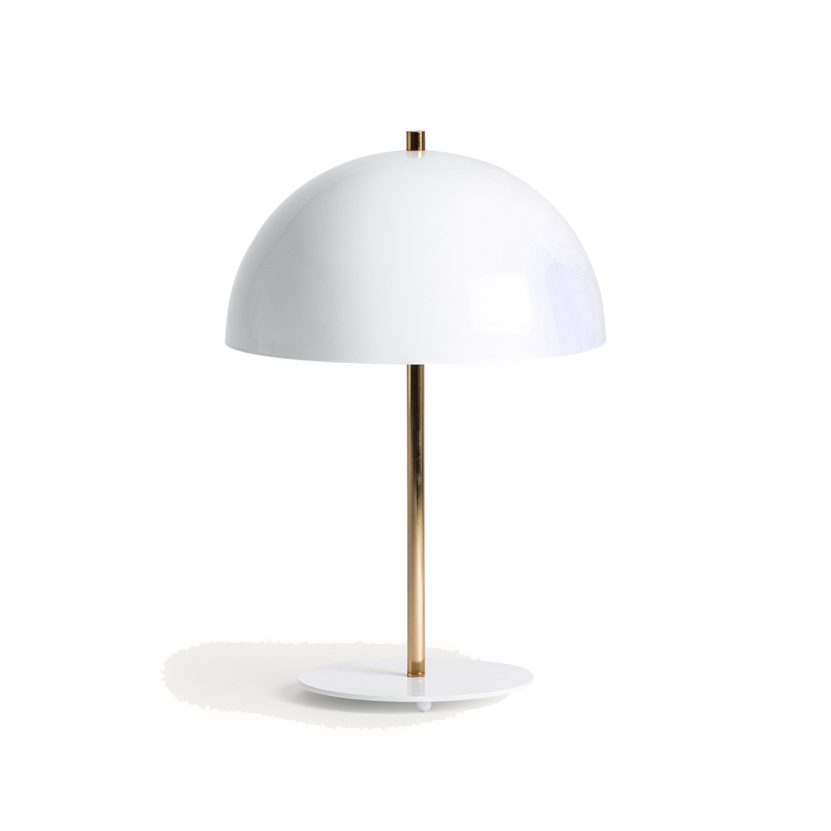 Levně Estila Moderní art deco stolní lampa Ragazzia z kovu zlaté barvy s bílým polobloukovitým stínítkem 59cm