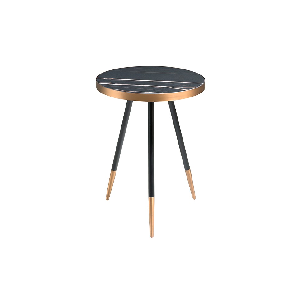 Levně Estila Art-deco kulatý příruční stolek Forma Moderna černý mramor 56cm
