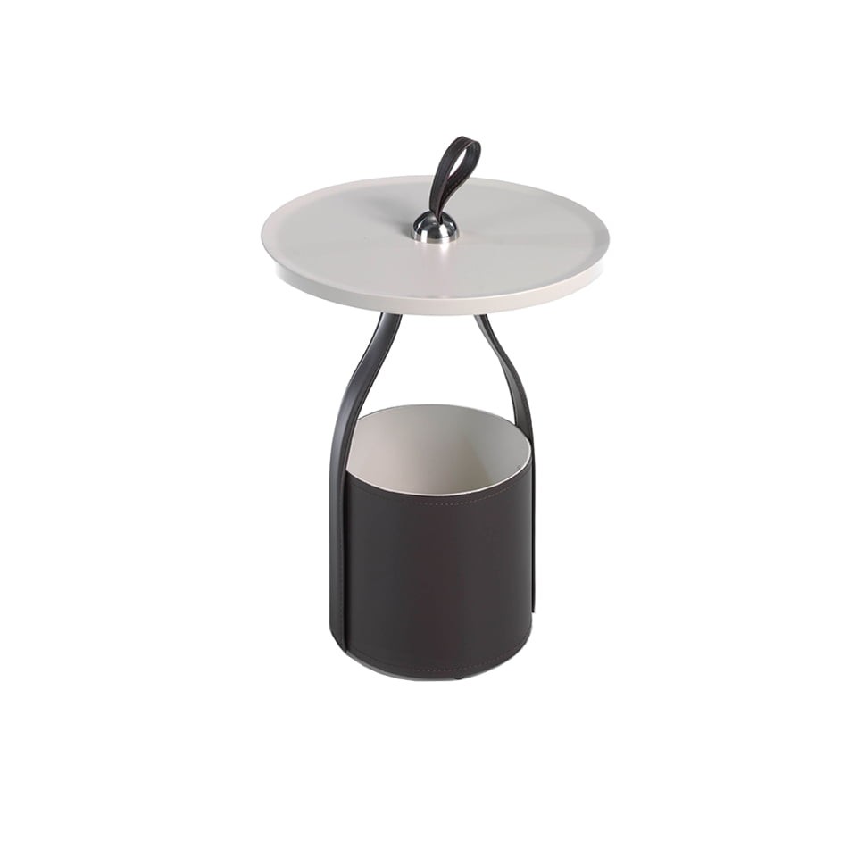 Estila Designový příruční stolek Forma Moderna s koženou podstavou 61cm
