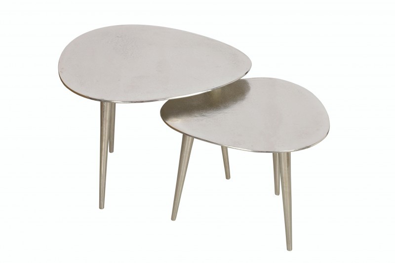 Levně Estila Designový set stříbrných konferenčních stolků Elements 50cm