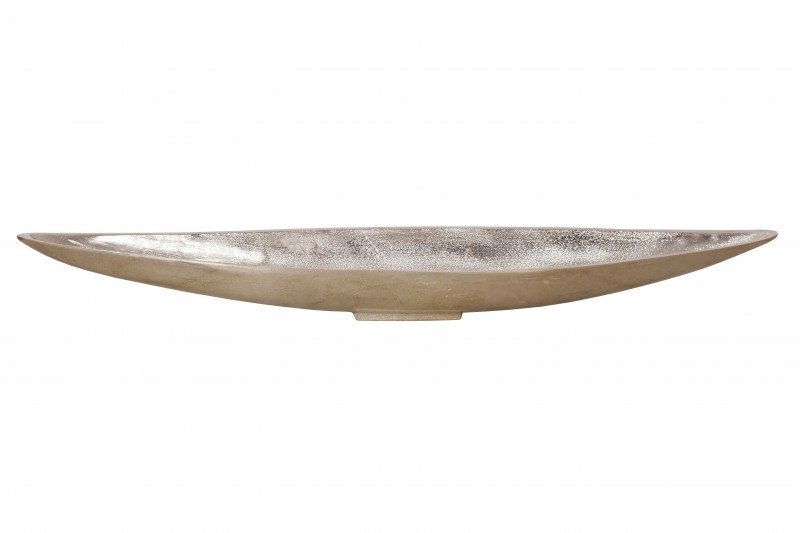 Levně Estila Designový tác Sorento ve tvaru listu z kovu ve stříbrném provedení 80cm