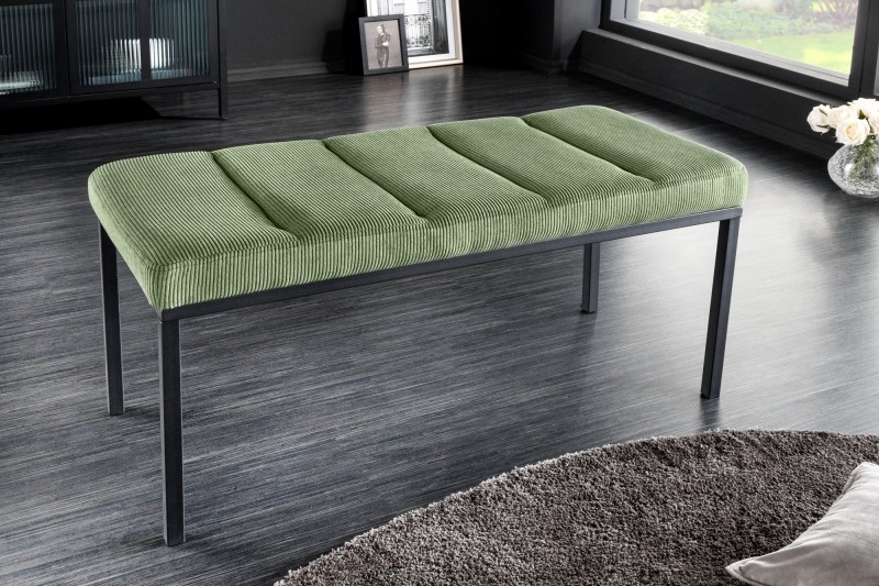 Levně Estila Designová čalouněná lavice Soreli zelený manšestr 80cm