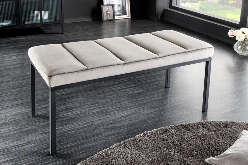 Estila Moderní čalouněná lavice Soreli světle šedý samet 80cm