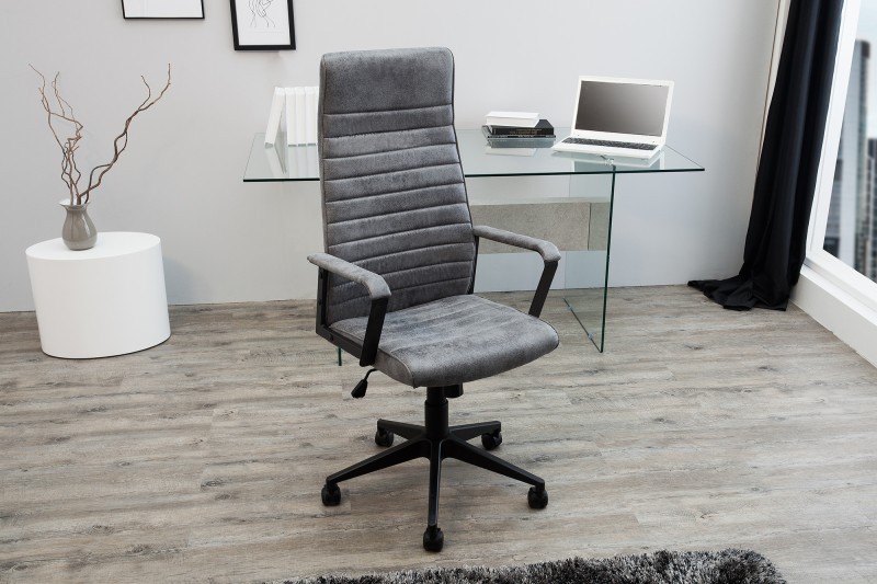 Levně Estila Moderní kancelářská židle Lazio s čalouněním tmavě šedé barvy na kolečkách 115-125cm