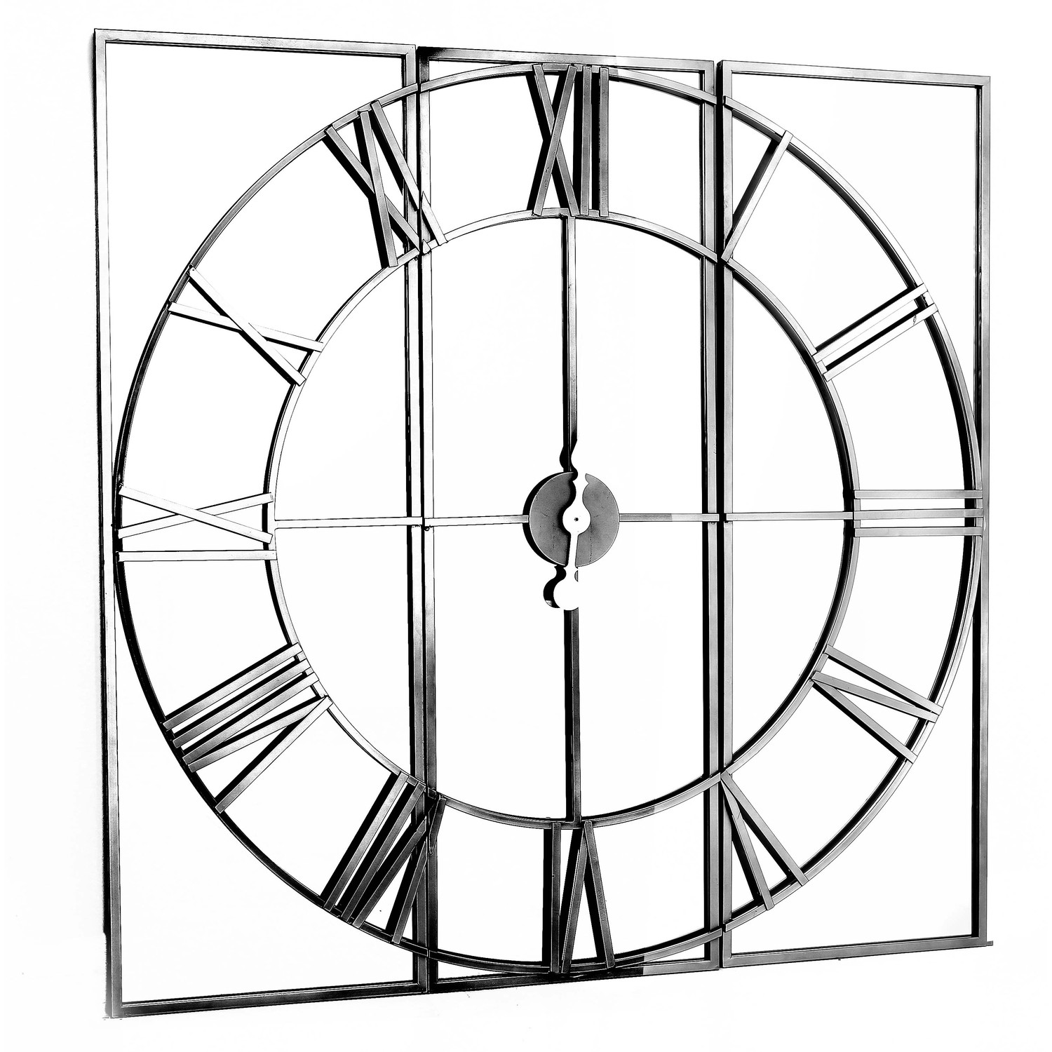 Levně Estila Moderní designové nástěnné hodiny Celina ze skla a kovu stříbrné barvy 112cm