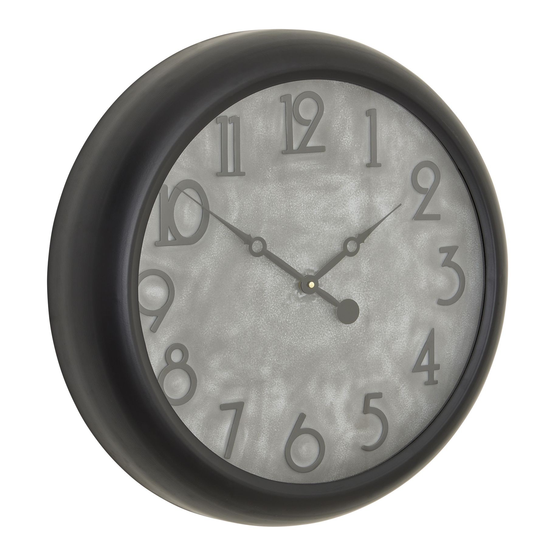 Levně Estila Luxusní kulaté nástěnné hodiny Antiquités Francaises ve vintage stylu s černým rámem a betonovým šedým ciferníkem 50 cm