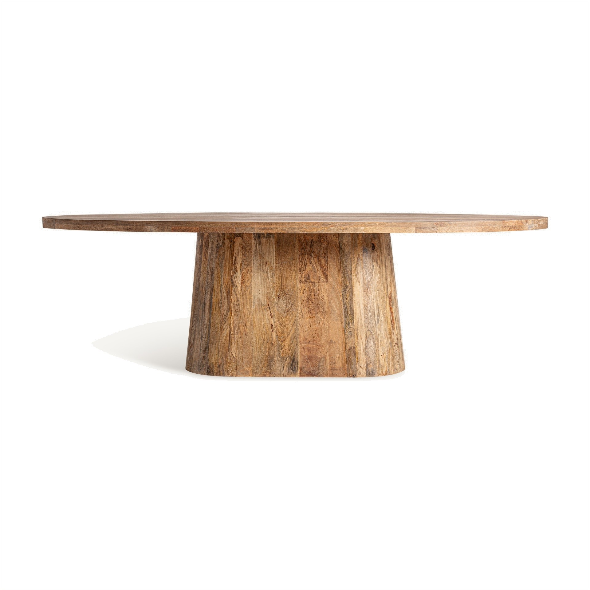 Levně Estila Luxusní moderní konferenční stolek Malen v oválném tvaru s venkovským nádechem z masivního dřeva v hnědé barvě 250 cm