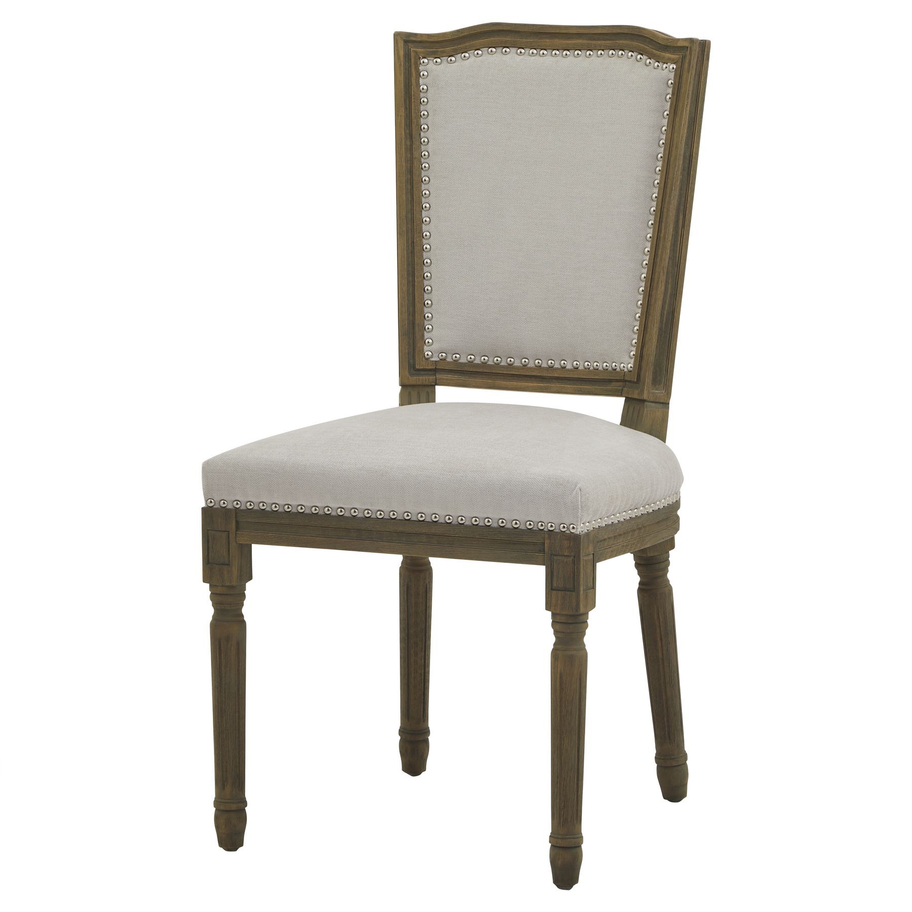 Levně Estila Luxusní jídelní židle Antiquités Francaises s ručním vyřezáváním v pískové hnědé barvě a se světlým čalouněním 51 cm