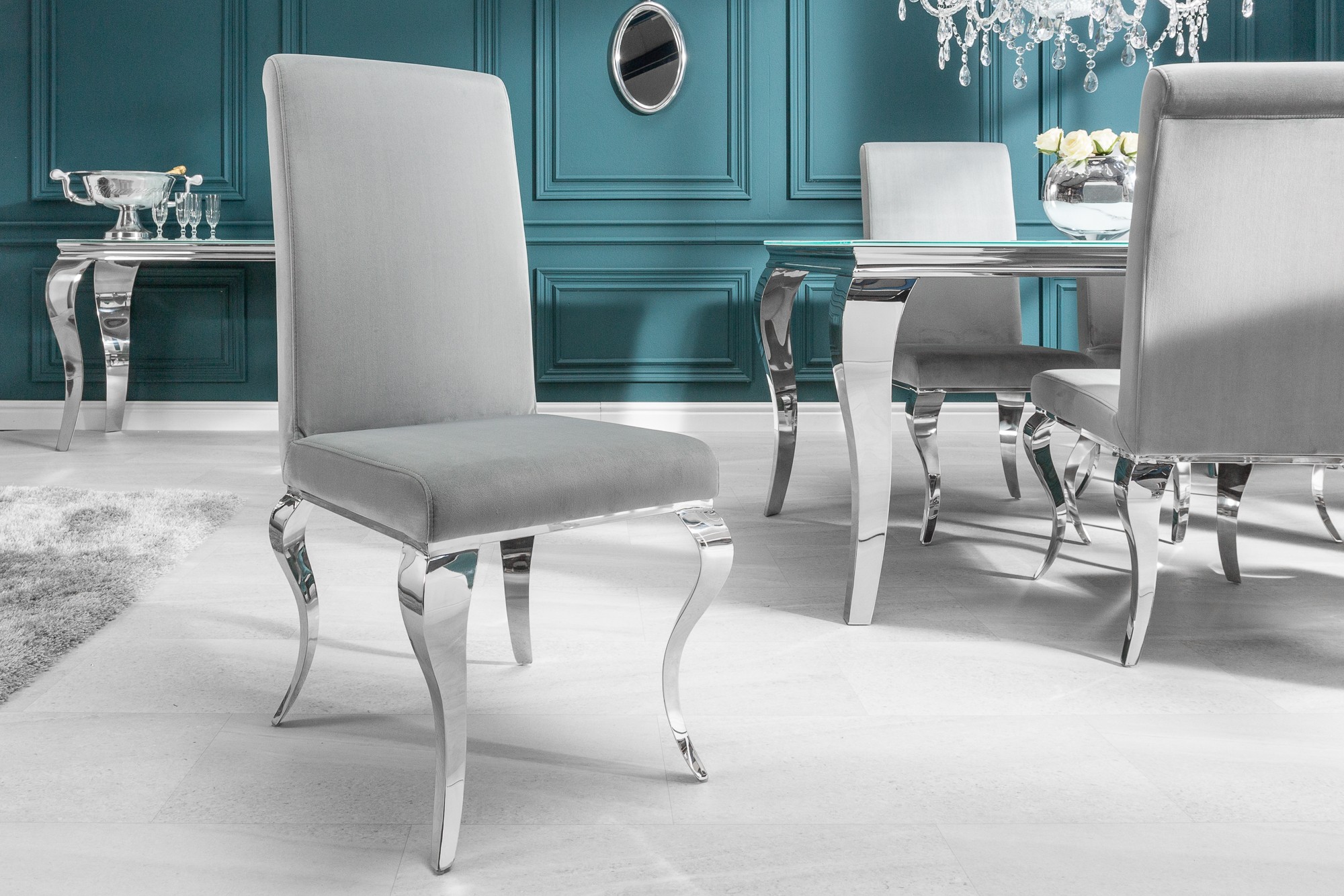 Estila Luxusní jídelní židle Modern Barock stříbrná