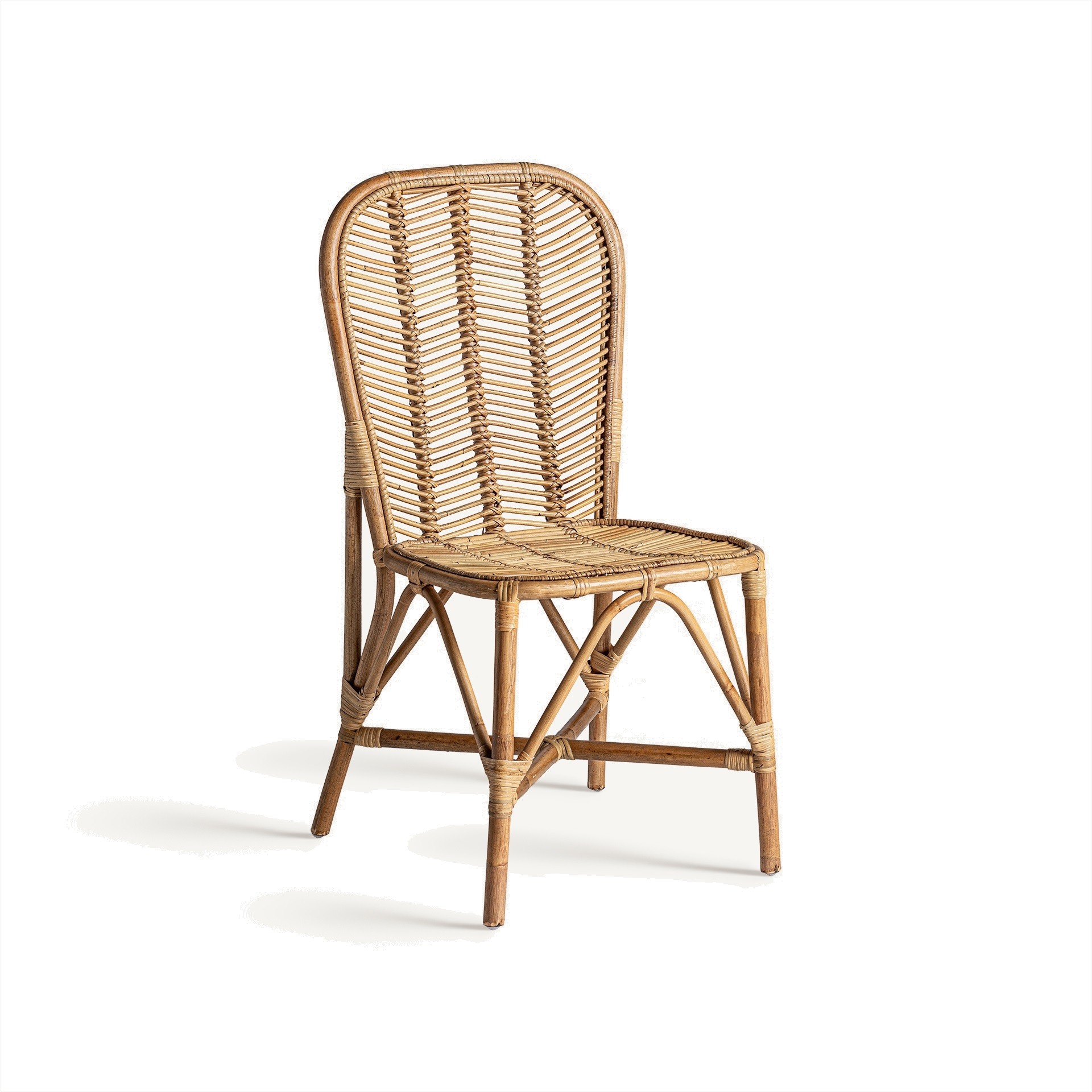 Levně Estila Luxusní zahradní židle Ellazo z ratanu s opěrkou s výpletem v chevron vzoru světle hnědá 95 cm