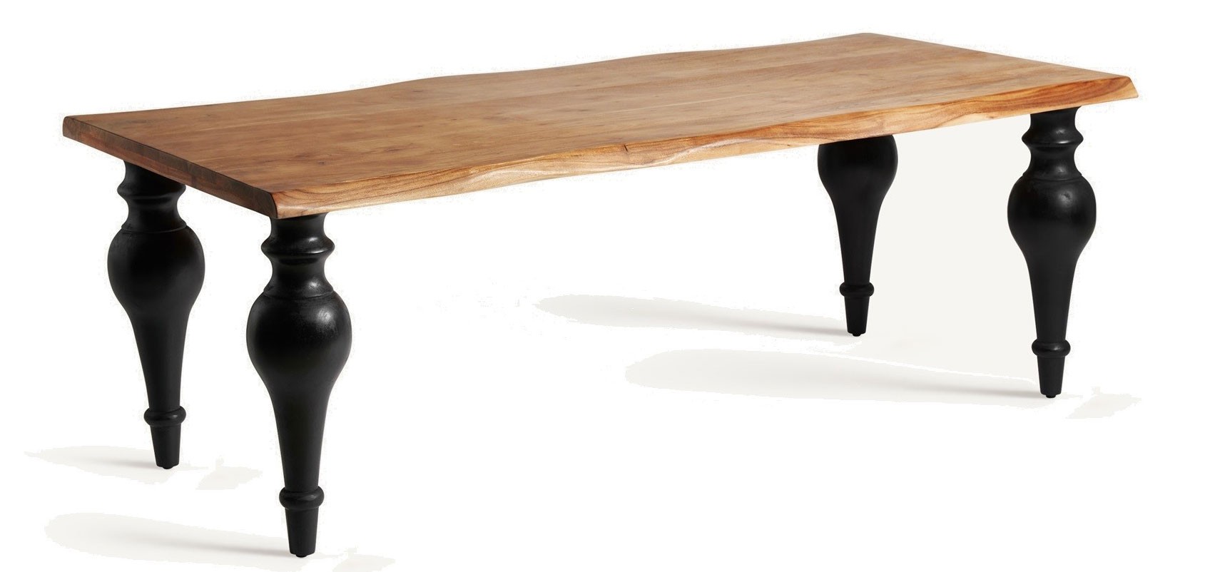 Levně Estila Luxusní vintage obdélníkový jídelní stůl Zena Noir s černými vyřezávanými nožičkami a masivní vrchní deskou 220 cm