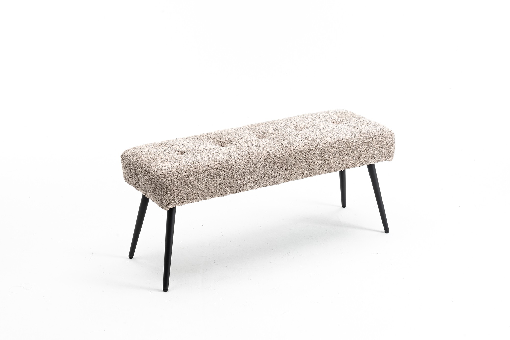 Levně Estila Moderní designová lavice Soreli s buklé čalouněním v šedo béžovém odstínu greige 100 cm