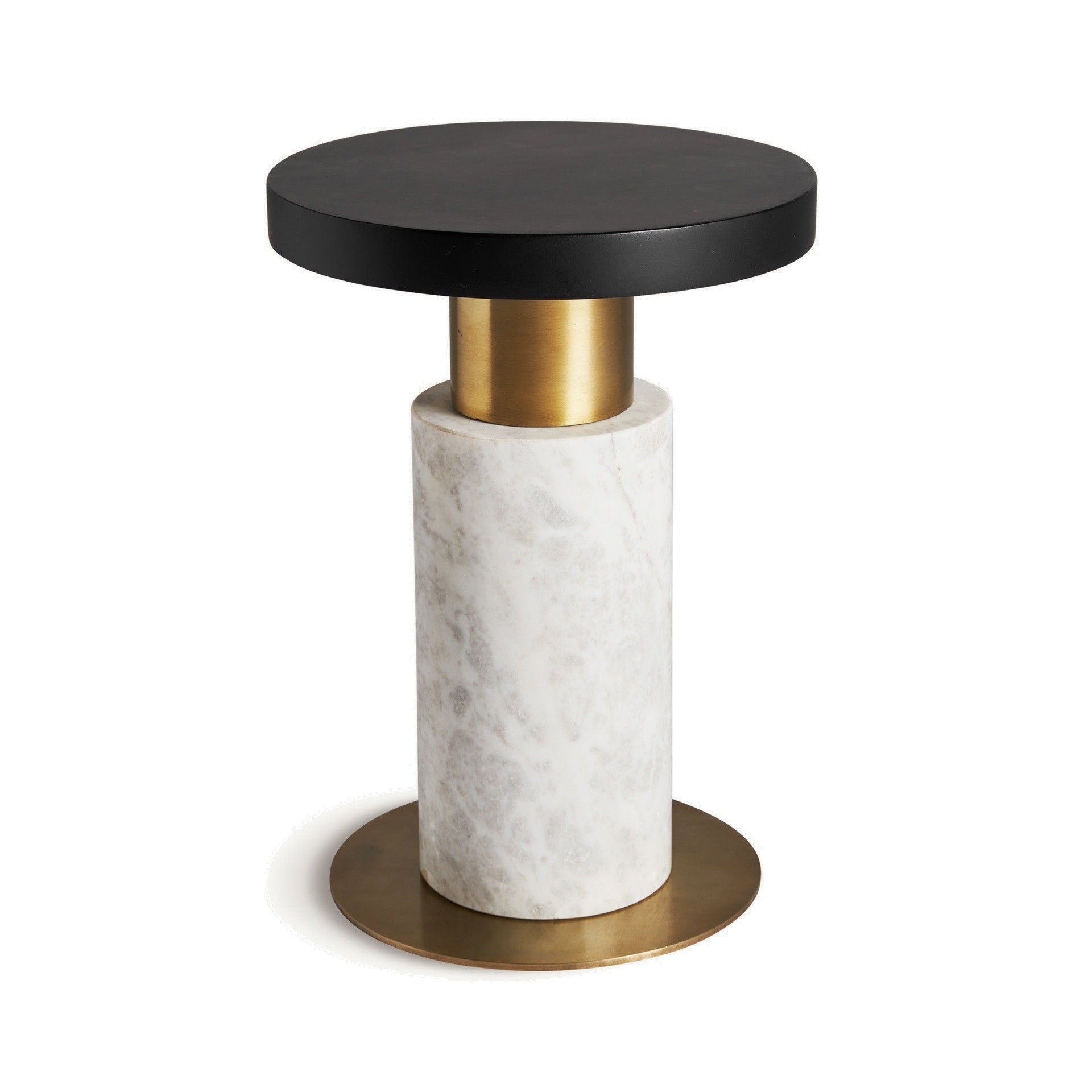 Estila Luxusní kulatý art deco příruční stolek Preston s designovou zlato bílou mramorovou nohou 33 cm