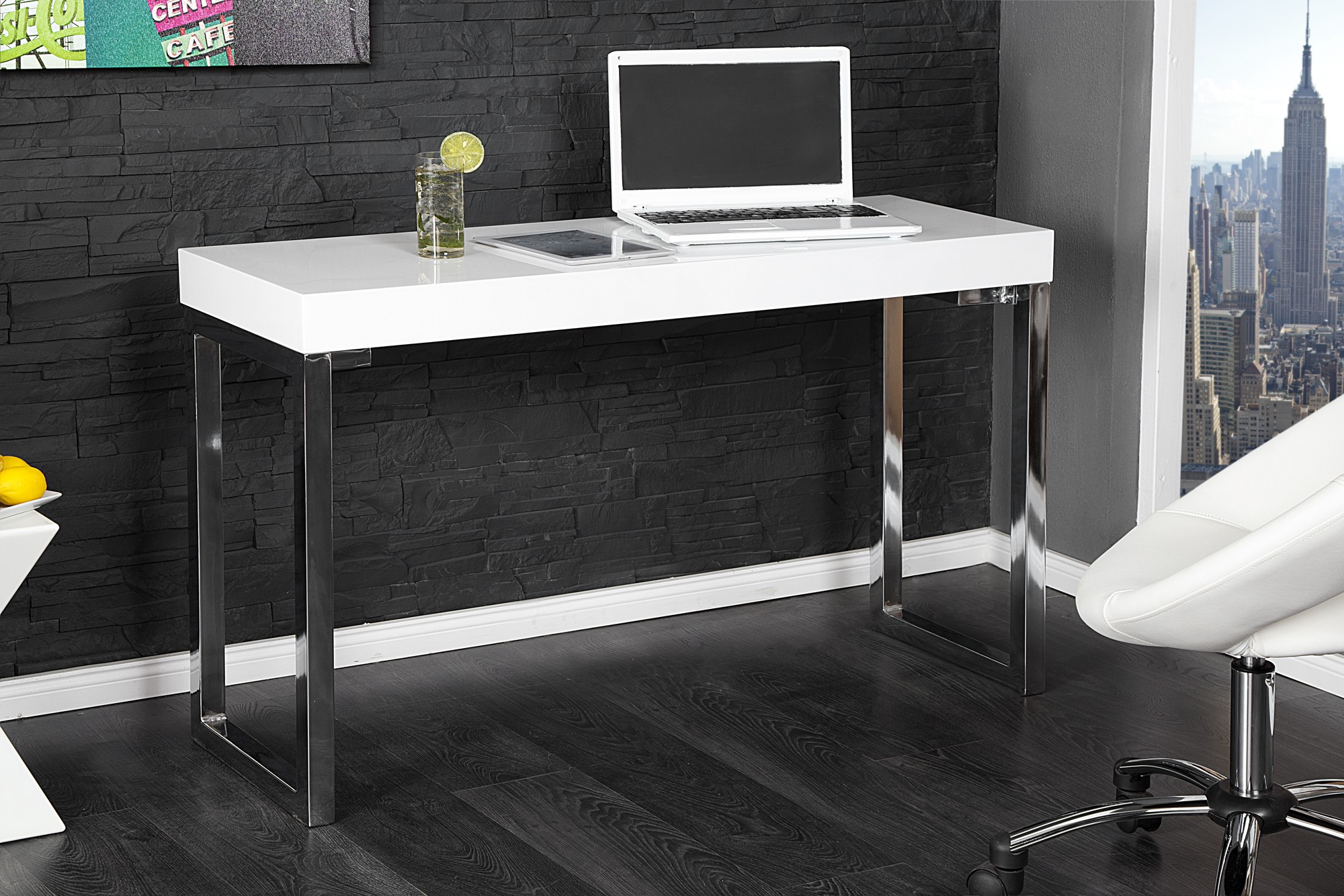 Estila Luxusní moderní psací stůl 120x40cm bílá