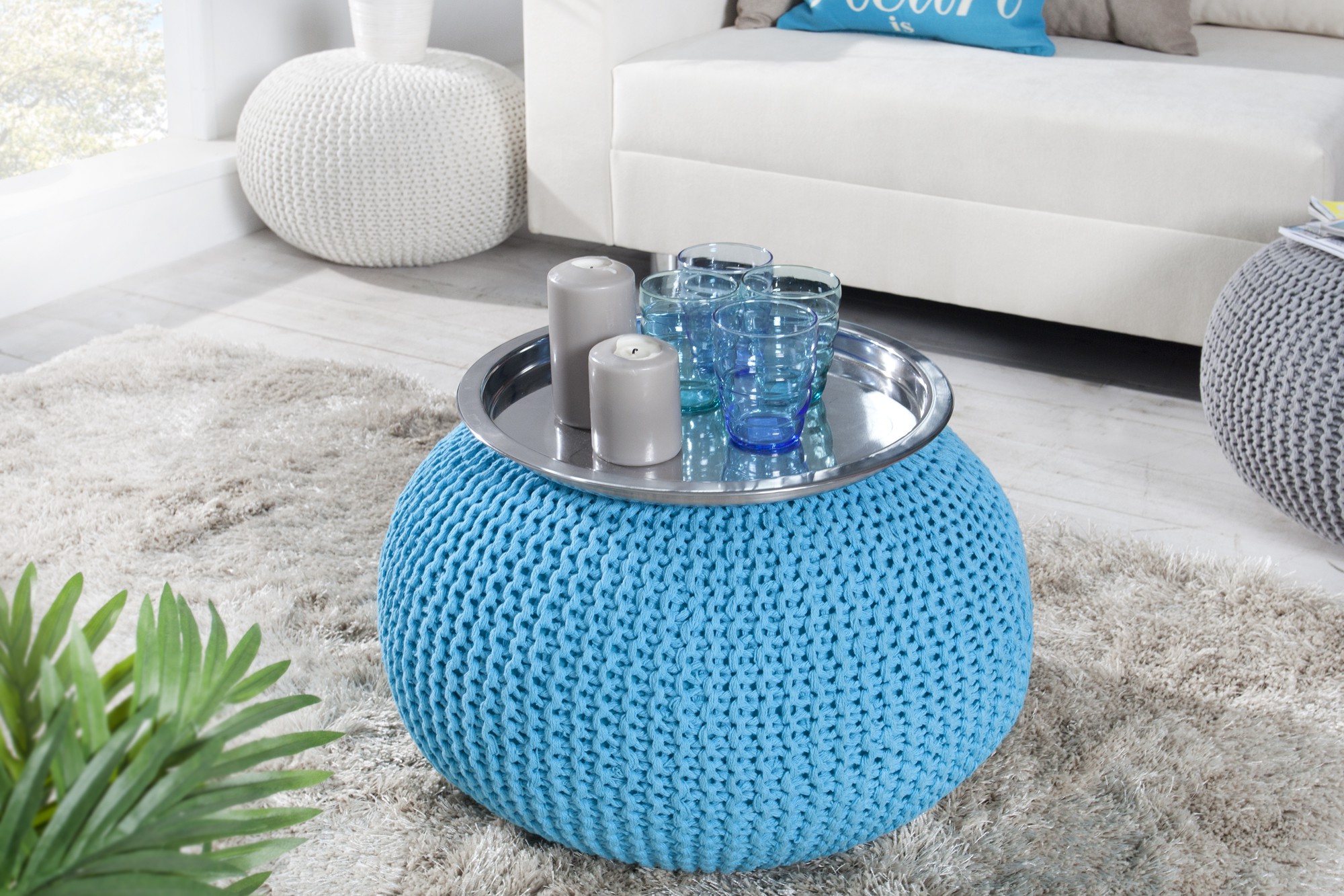 Estila Designová moderní taburetka Stool 50cm tyrkysová