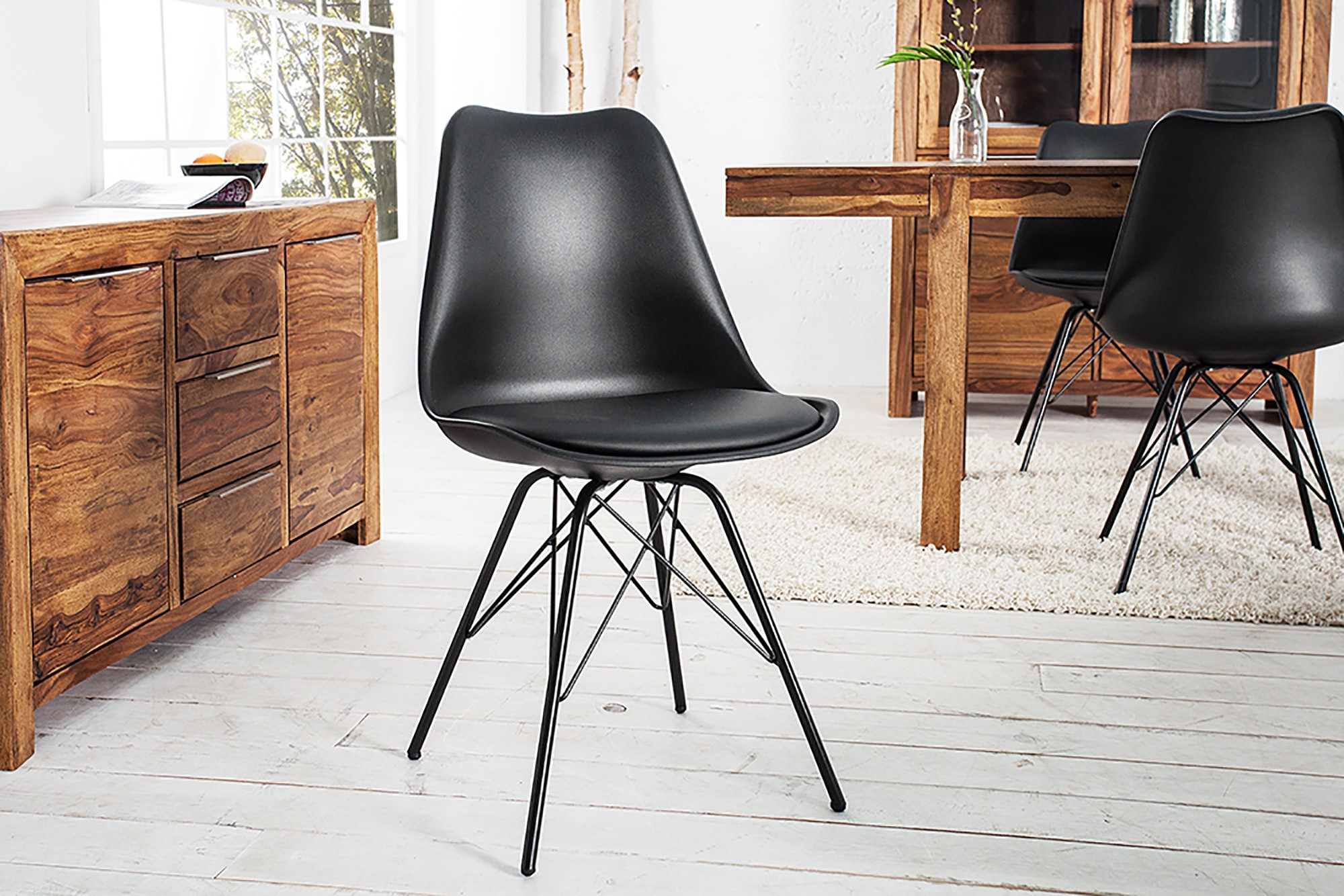 Estila Designová moderní jídelní židle Scandinavia černá