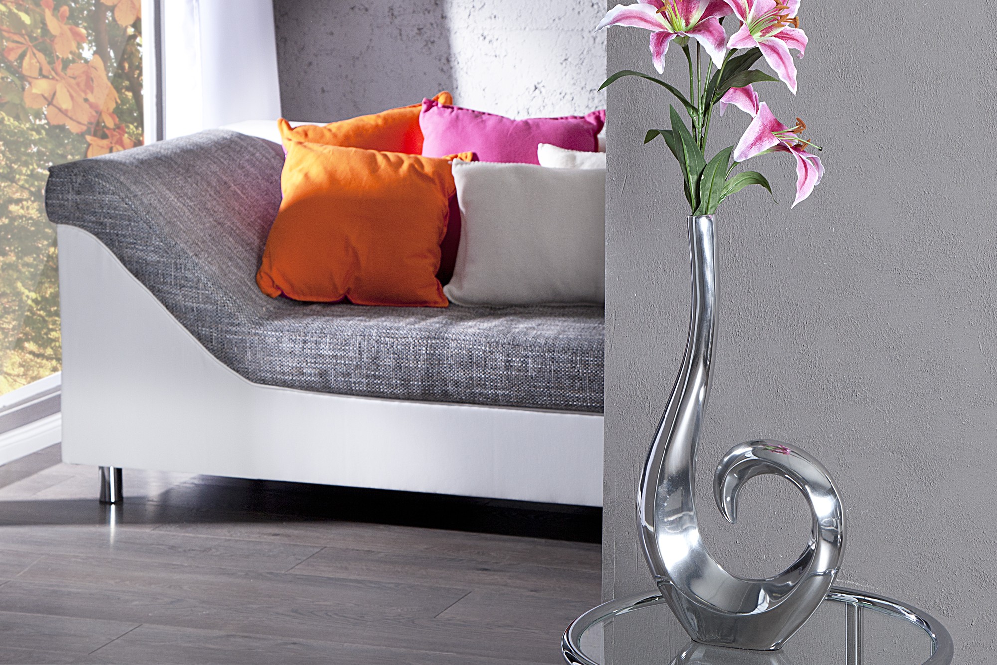 Estila Moderní stylová váza Wave silver 50cm