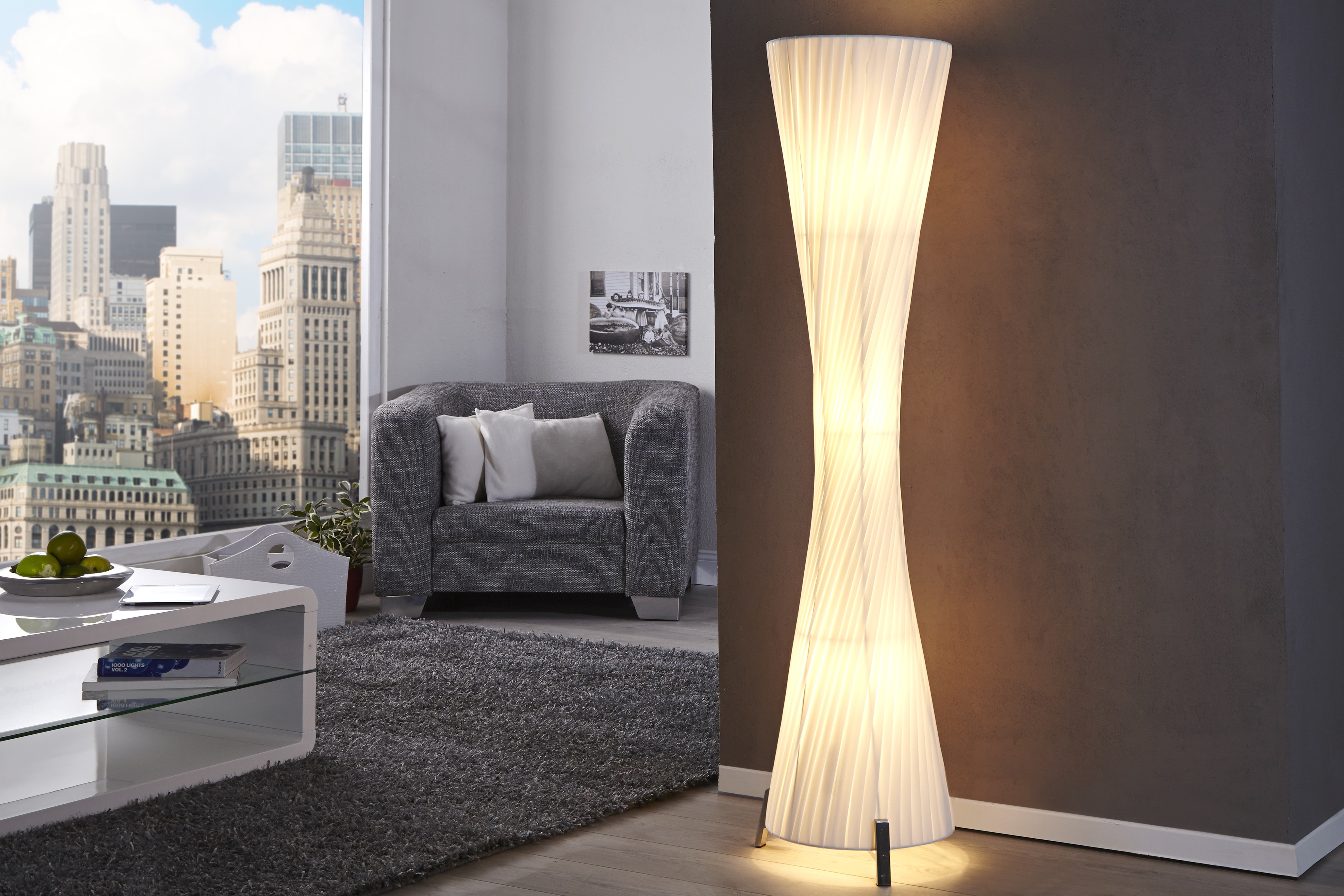 Estila Luxusní moderní stojací lampa Helix L 160cm bílá