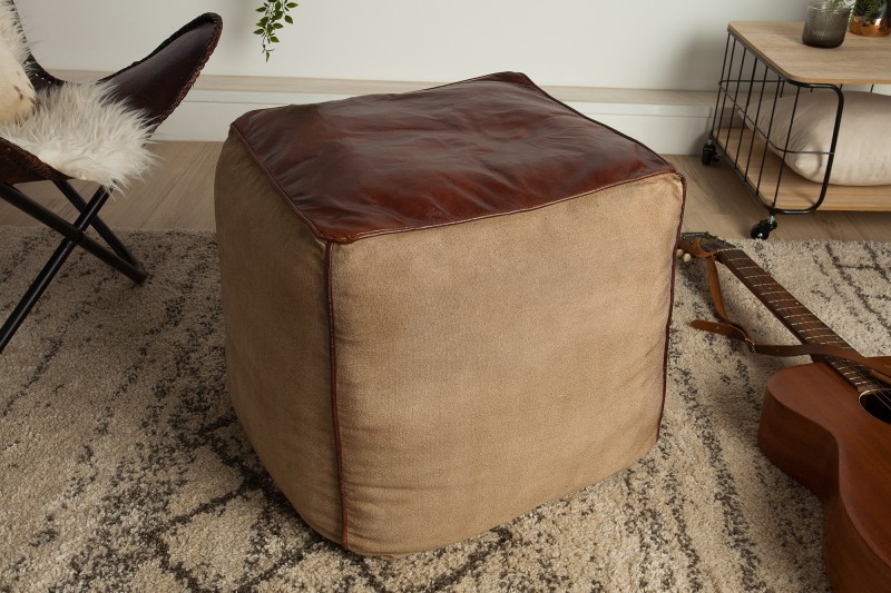 Estila Industriální luxusní taburet Marlon hnědý 45 cm