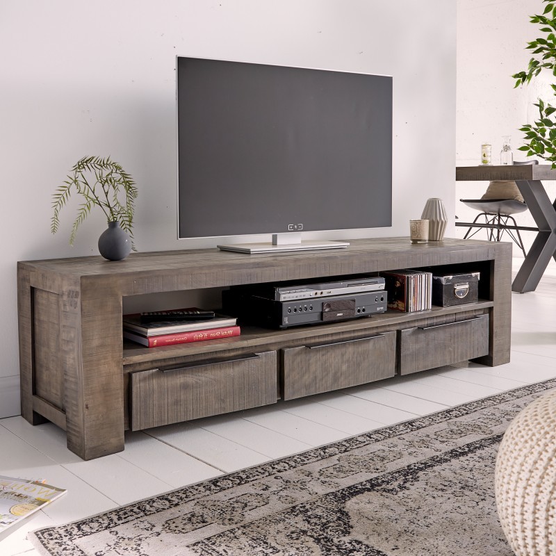 Estila Industriální moderní TV stolek Svea v šedé barvě 170cm