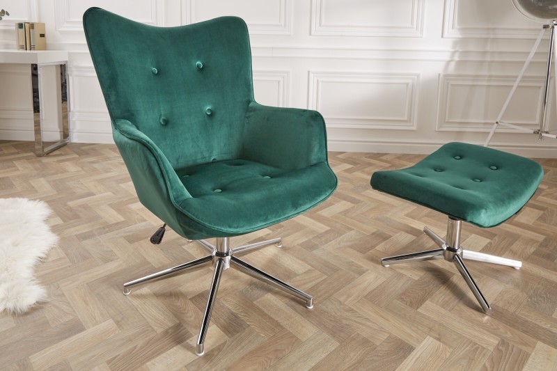 Estila Stylové moderní křeslo Deventry Emerald ze sametu