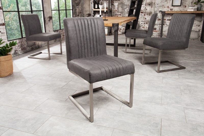 Estila Industriální jídelní židle inspirativní 87cm v šedé barvě