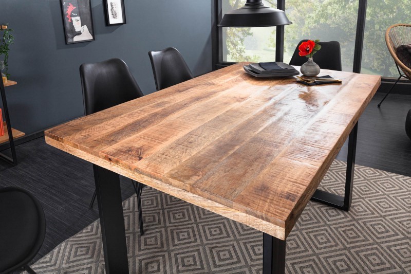 Estila Industriální jídelní stůl Steele Craft z mangového masivního dřeva s kovovými nohami 120cm