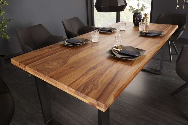 Estila Industriální jídelní stůl Steele Craft z masivního palisandrového dřeva s černými nohama 160cm