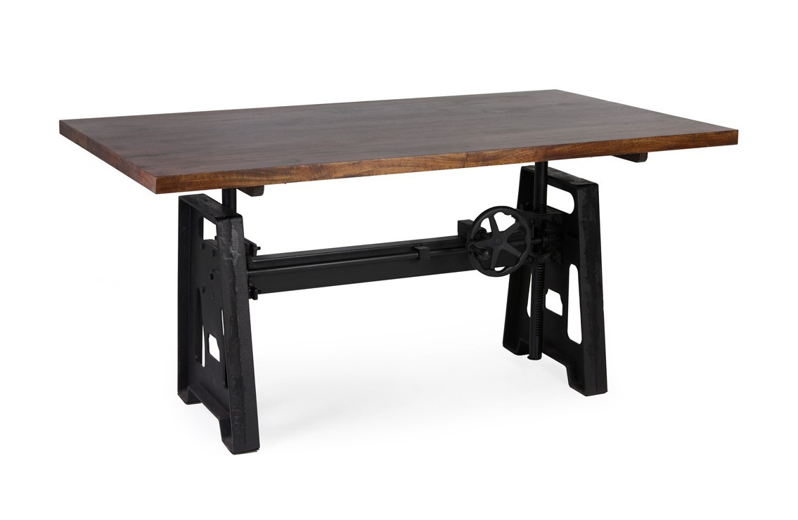 Estila Industriální jídelní stůl HIERRO z masivního mangového dřeva s kovovou konstrukcí 160cm