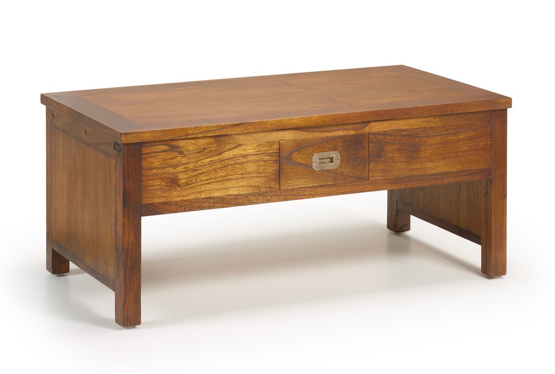 Estila Masivní stylový konferenční stolek Star ze dřeva Mindi s vyklápěcí deskou a zásuvkou 110cm