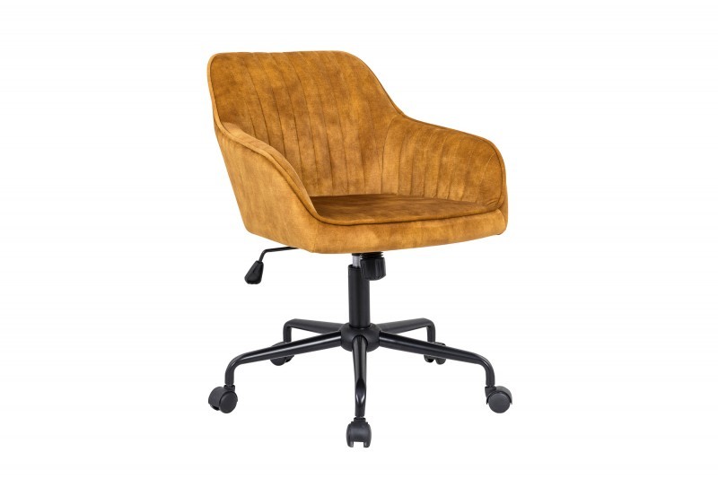 Estila Moderní žlutá kancelářská židle Vittel s černými kovovými nohami 89cm