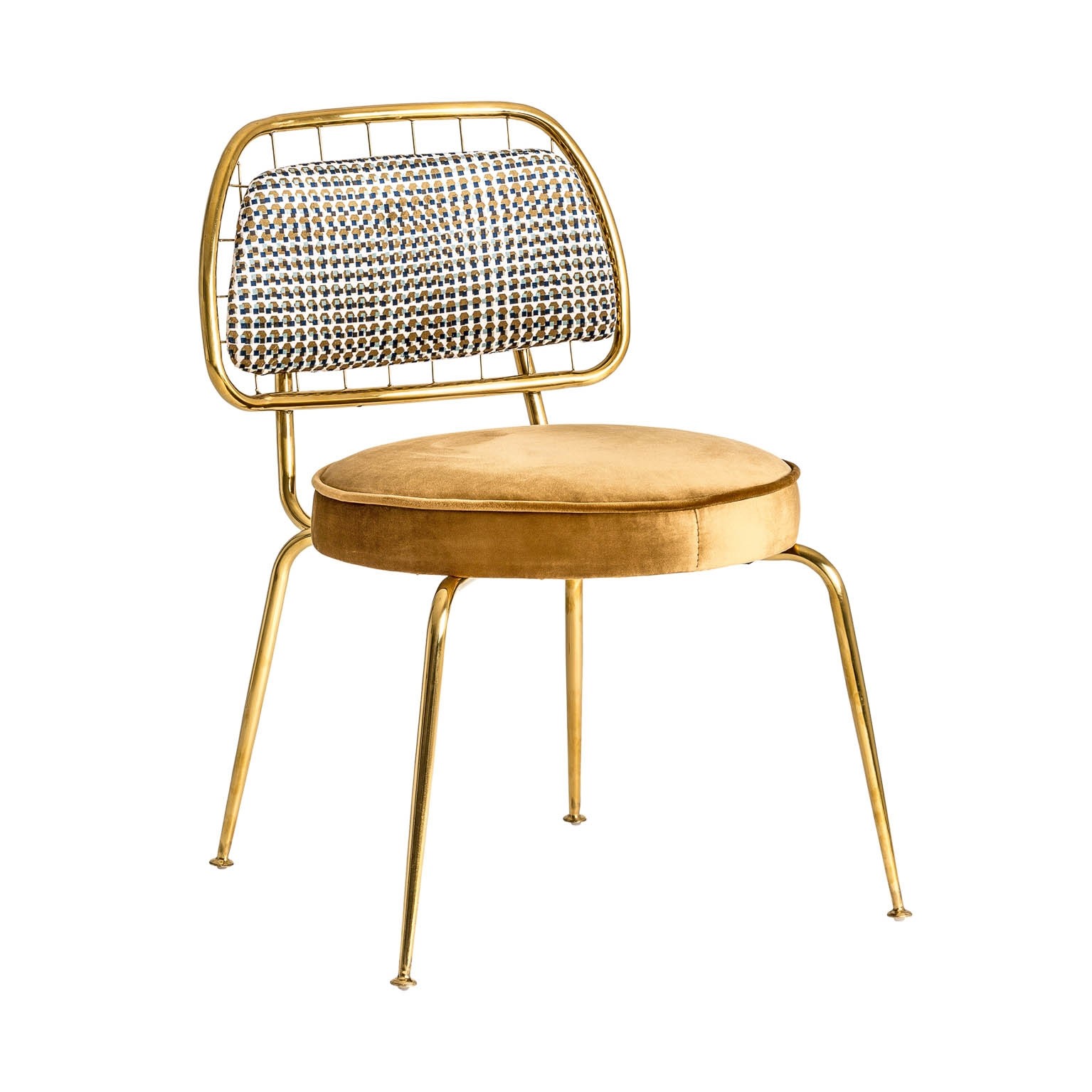 Estila Art-deco luxusní zlatá jídelní židle Brilon se sametovým čalouněním 78cm