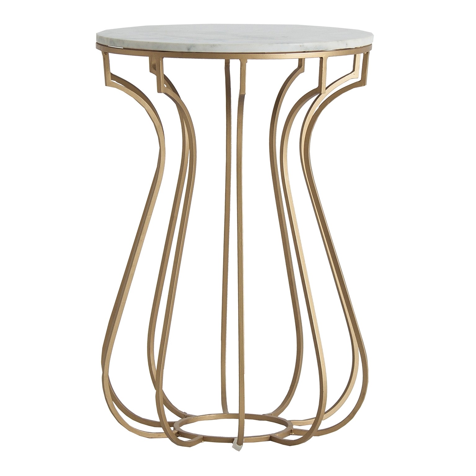 Estila Art-deco luxusní příruční stolek Tweng s kruhovou mramorovou deskou 42cm