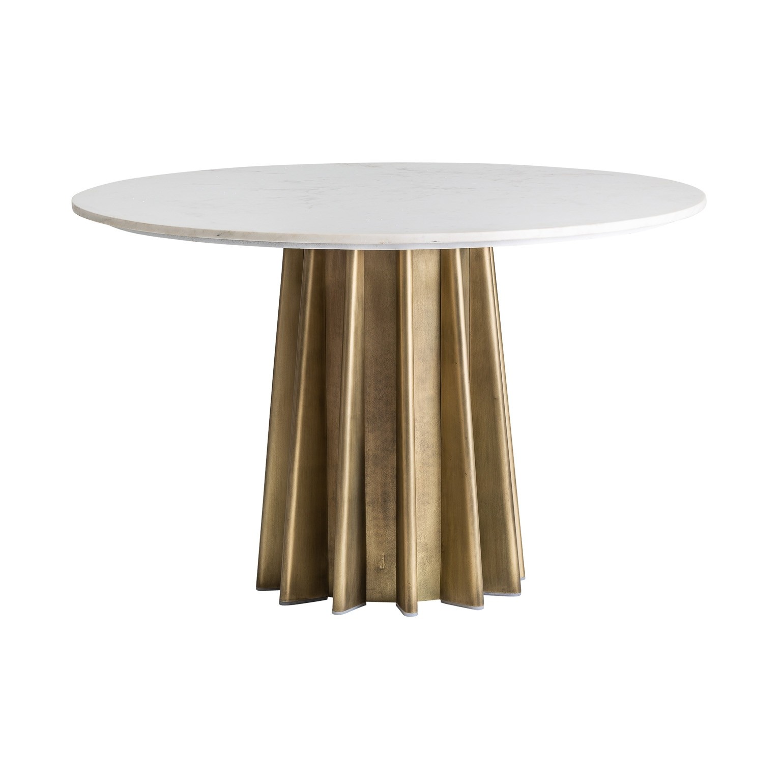 Estila Art-deco luxusní kulatý jídelní stůl Leze s kruhovou mramorovou deskou a zlatou podstavou 120cm