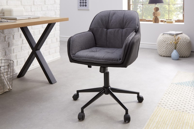 Estila Moderní polohovatelné kancelářské křeslo Dex s čalouněním z mikrovlákna v šedé barvě 82-92cm