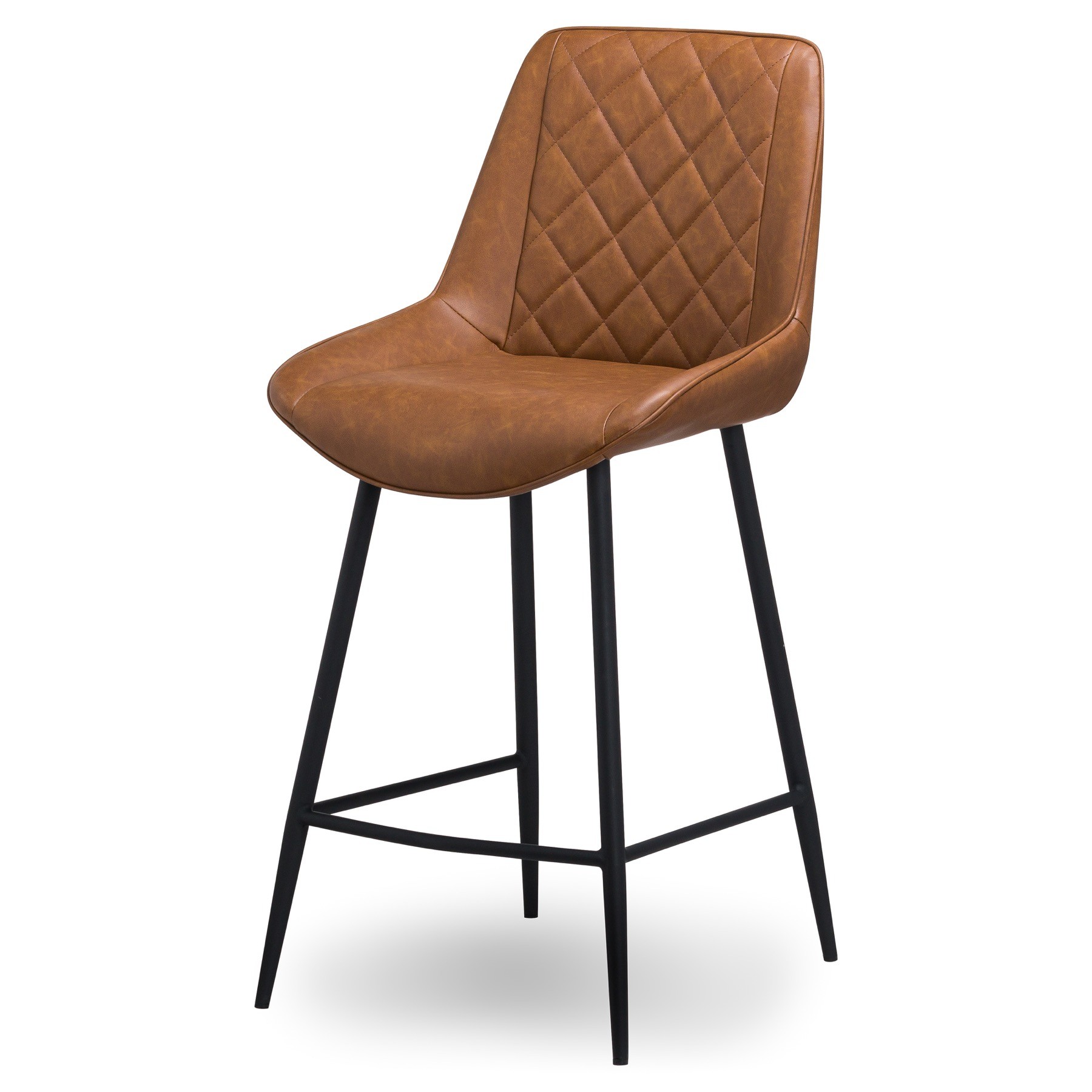 Estila Designová barová židle Cindy s eko koženým hnědým potahem s černými nožičkami 102cm