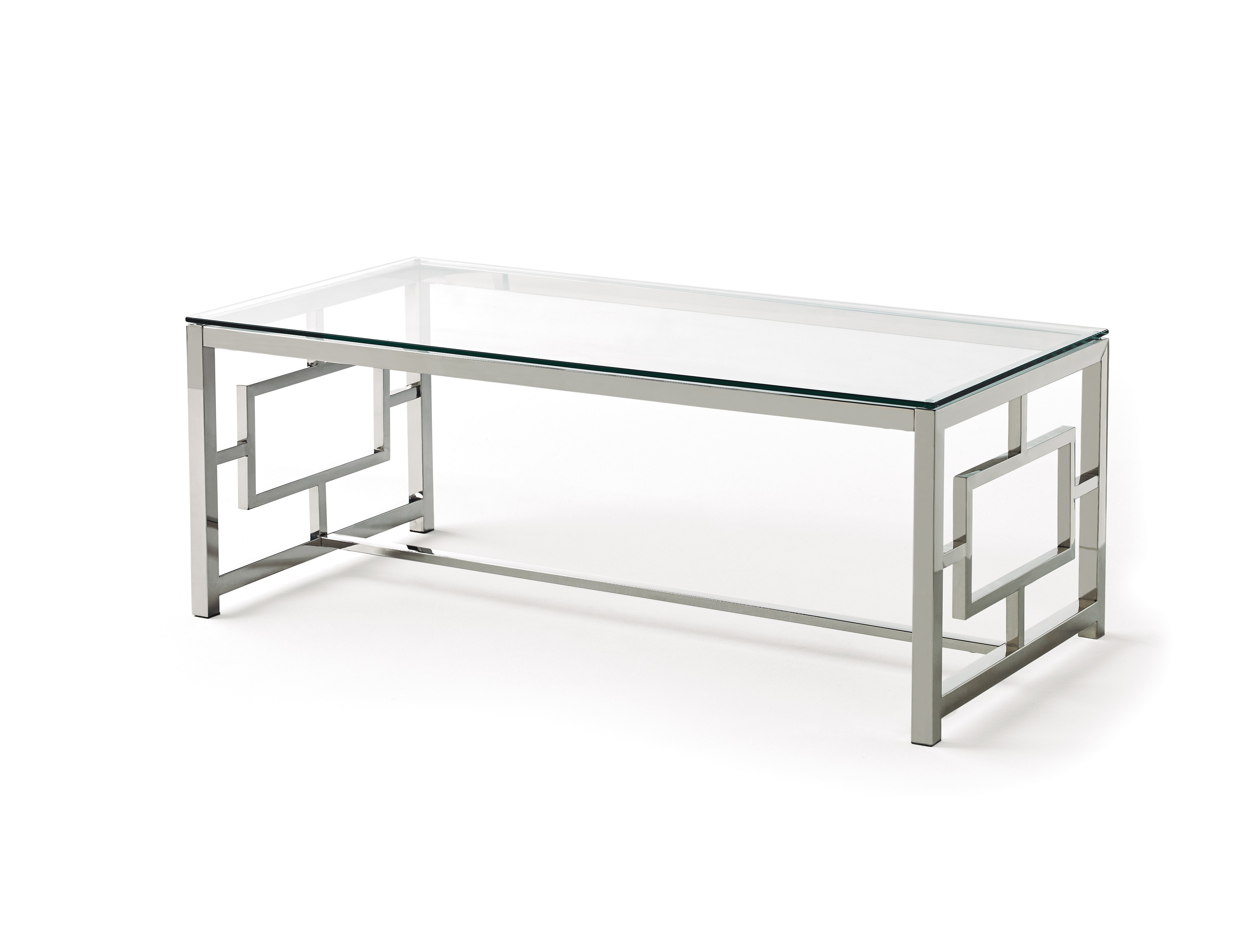 Estila Chromový designový konferenční stolek Adorno ze skla a kovu 120cm