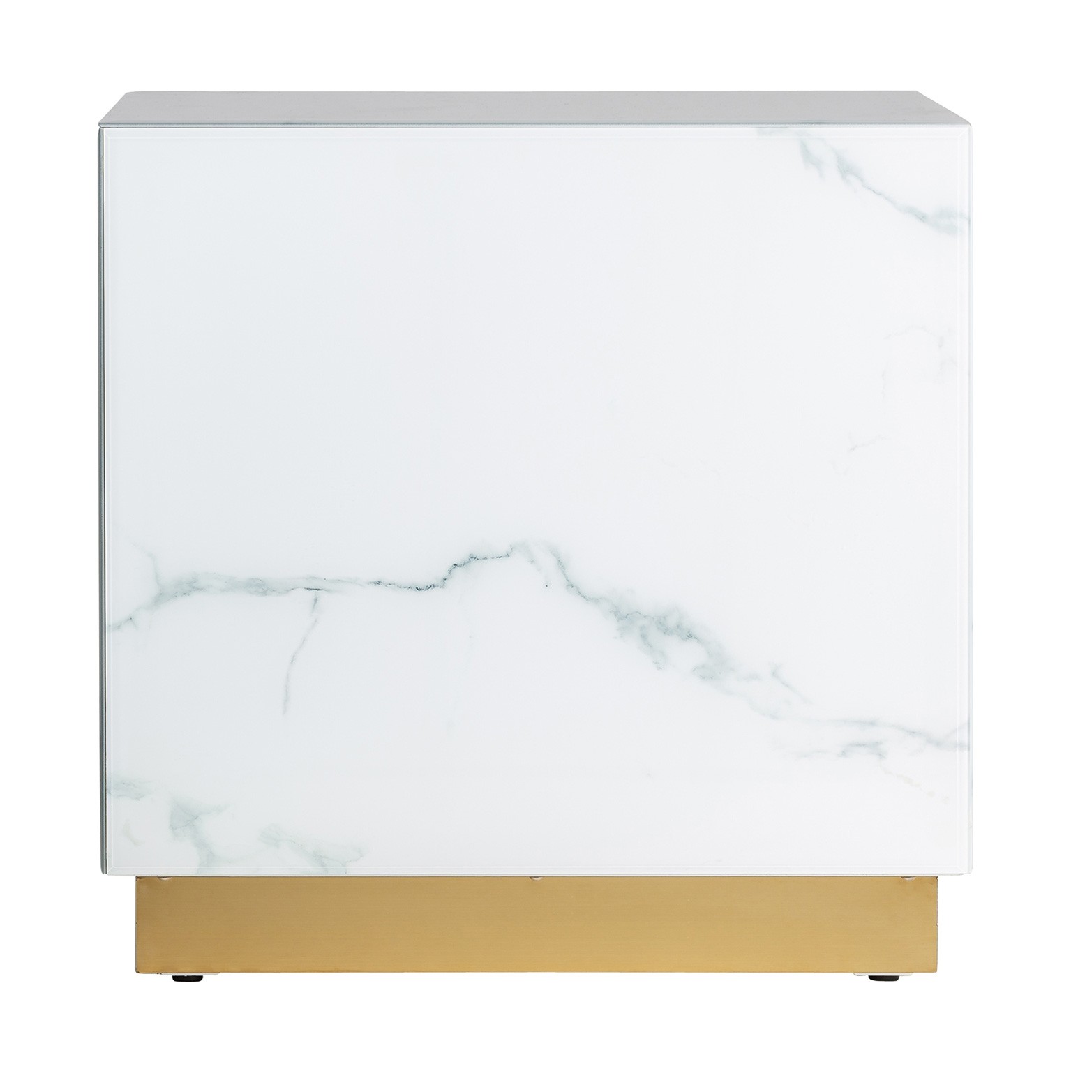Estila Art-deco elegantní příruční stolek Moraira čtvercového tvaru s mramorovým vzorem a zlatou podstavou 60cm