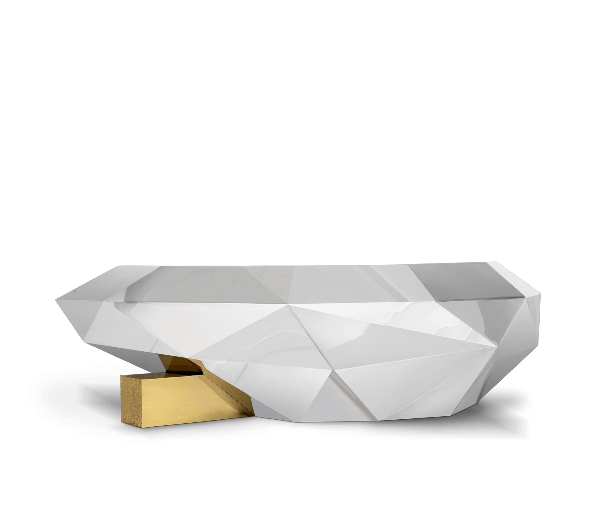 Estila Luxusní zrcadlový konferenční stolek z masivního dřeva a nerezavějící oceli Diamond 150 cm