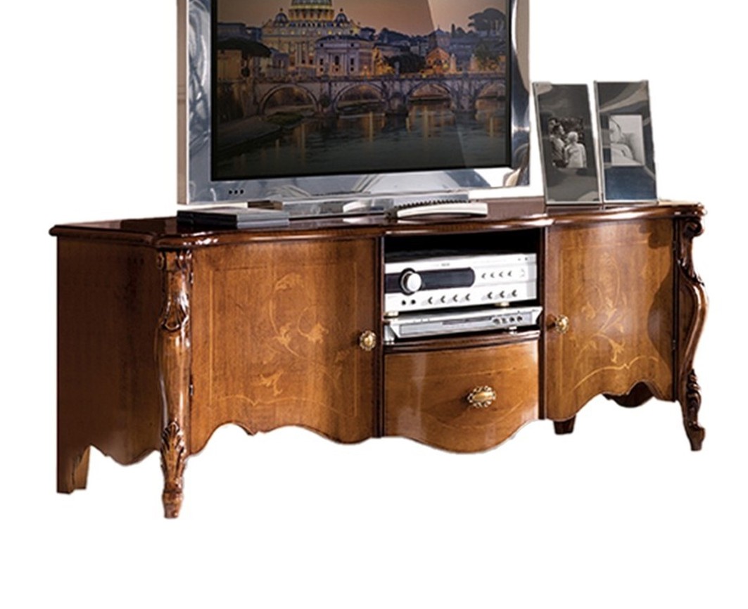 Estila Masivní klasický TV stolek Pasiones s dvířky, šuplíkem a poličkou 153cm