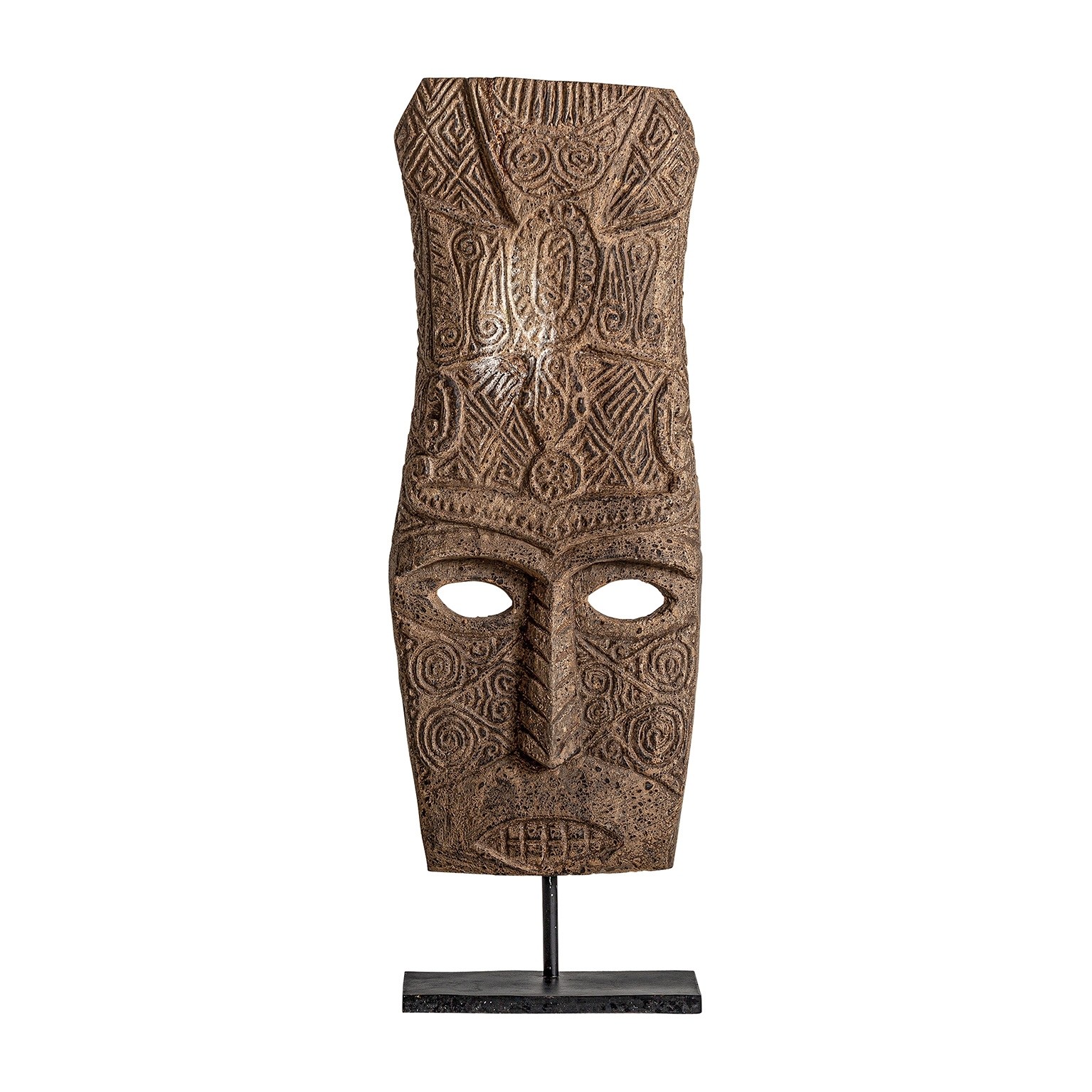 Estila Designová orientální vysoká socha Ipkins z masivního dřeva s černým kovovým podstavcem 113cm