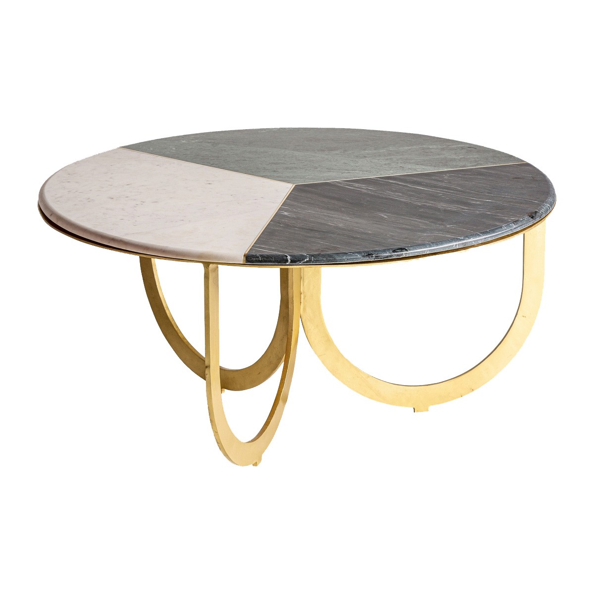 Estila Art-deco designový kulatý kovový konferenční stolek Corbusier s mramorovou povrchovou deskou ve třech barevných odstínech 88cm