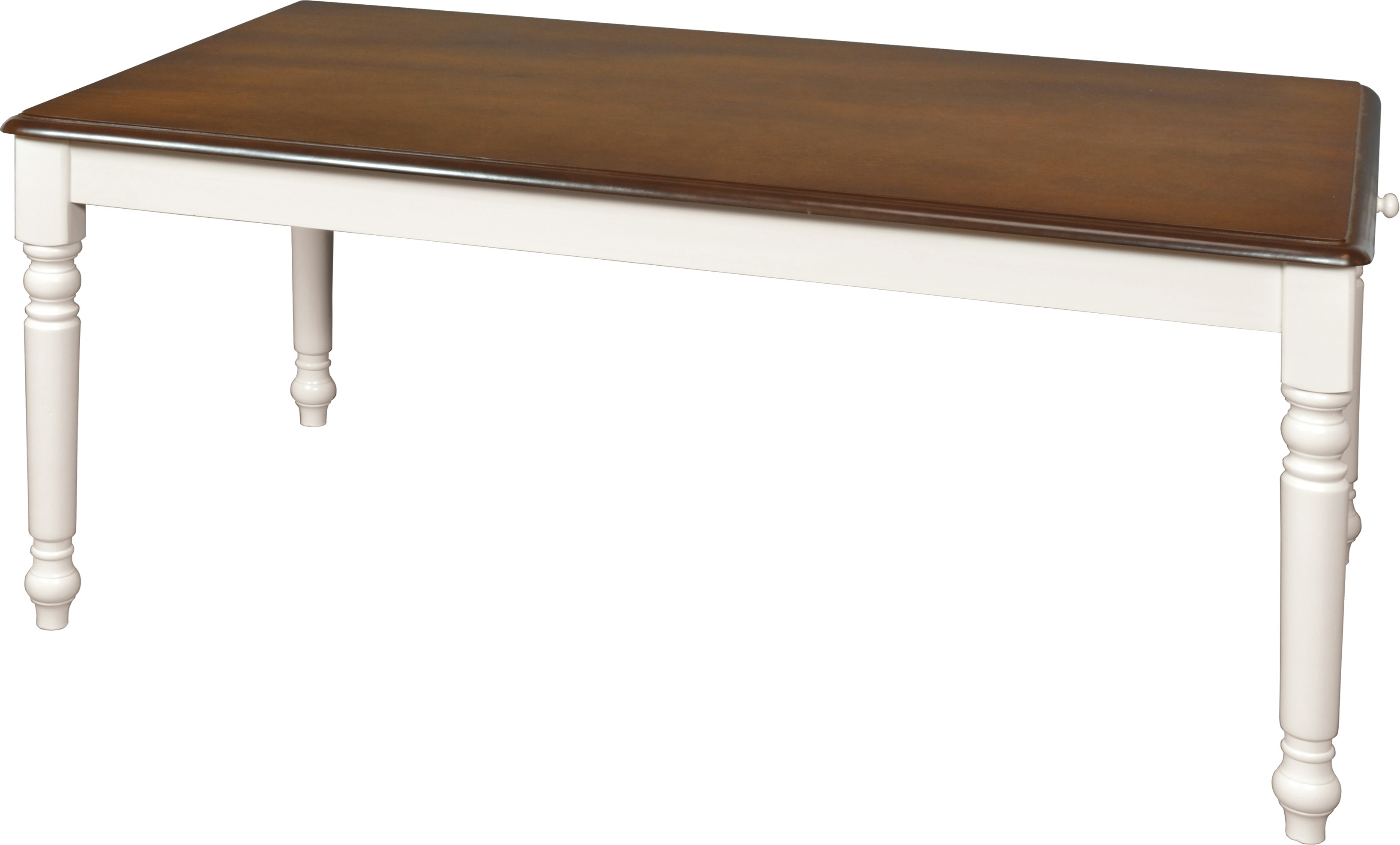 Estila Provence drevený stôl Felicita s hnedou povrchovou doskou a bielymi vyřezávanými nohami 150cm