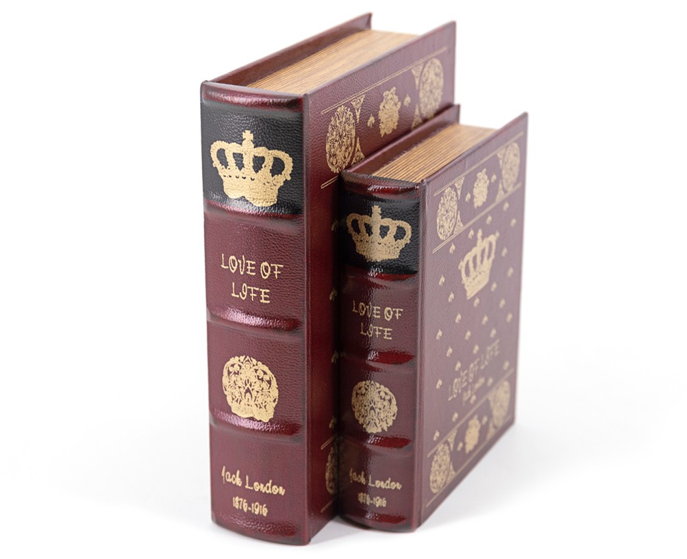 Estila Rustikální dekorativní set kniha Láska k životu v bordó provedení s přepychovým dekorativním motivem 25cm
