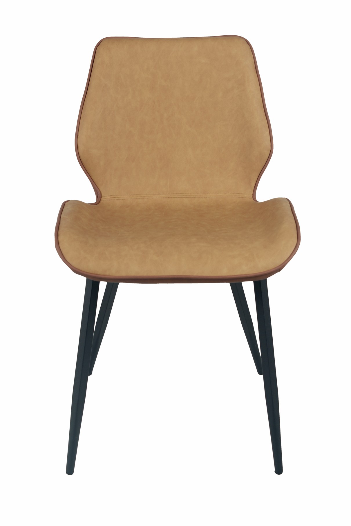 Estila Hnědá moderní jídelní židle Vidar z eko kůže a černými kovovými nožičkami dvoutónová kožená 82cm