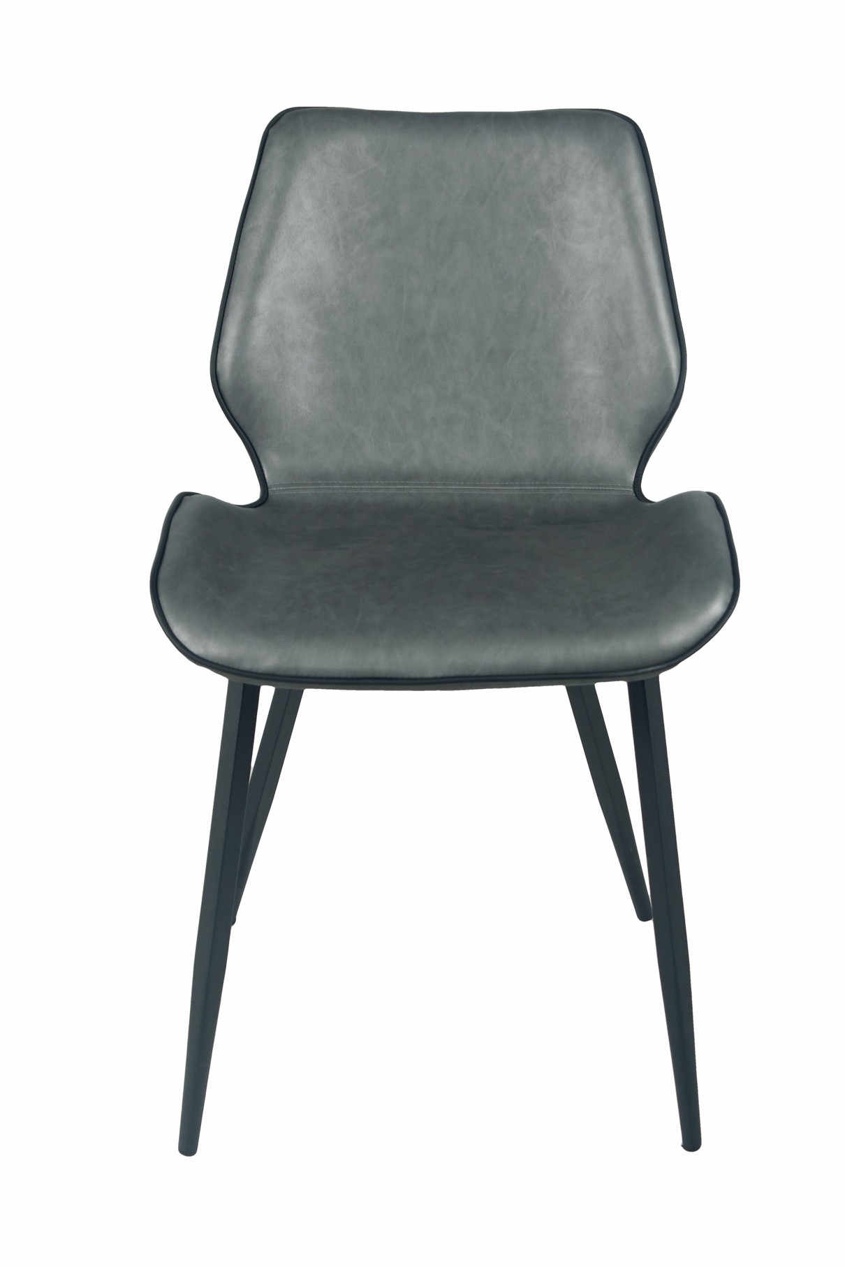 Estila Skandinávská kožená jídelní židle Vidar z eko kůže s černými kovovými nožičkami šedá 82cm