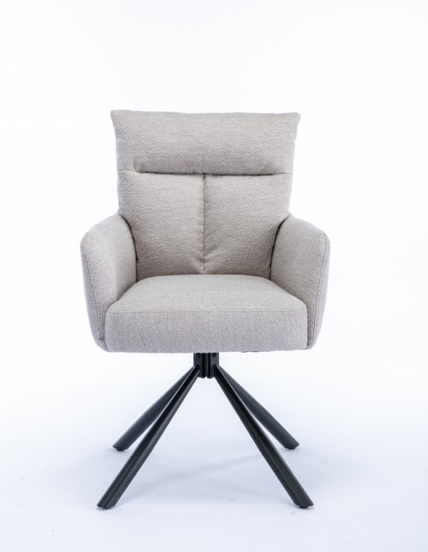 Estila Designová moderní otočná židle Dover s béžovým čalouněním a černýma nohama 93cm